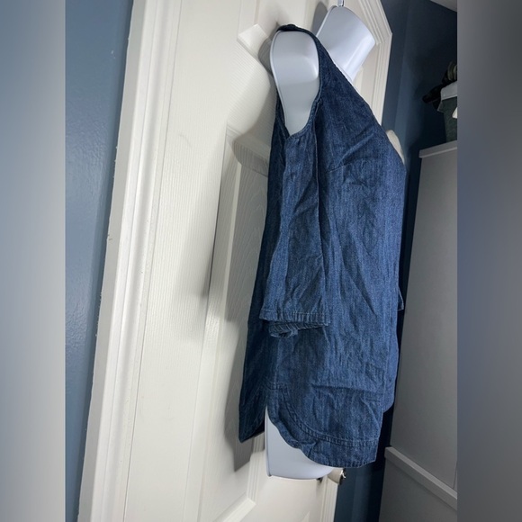 NWT Ralph Lauren Womens 2 Blue Denim Cold Shoulder Top Shirt Chambray XS Spring - Picture 5 of 10